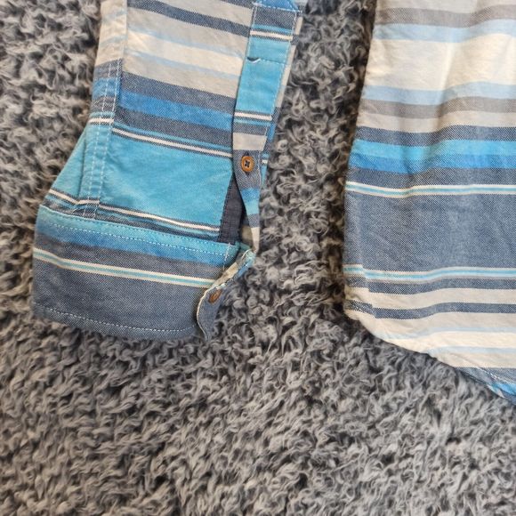 American Eagle Shirt Men XLarge Blue Striped Casual Button Up Collar Long Sleeve - Picture 3 of 8